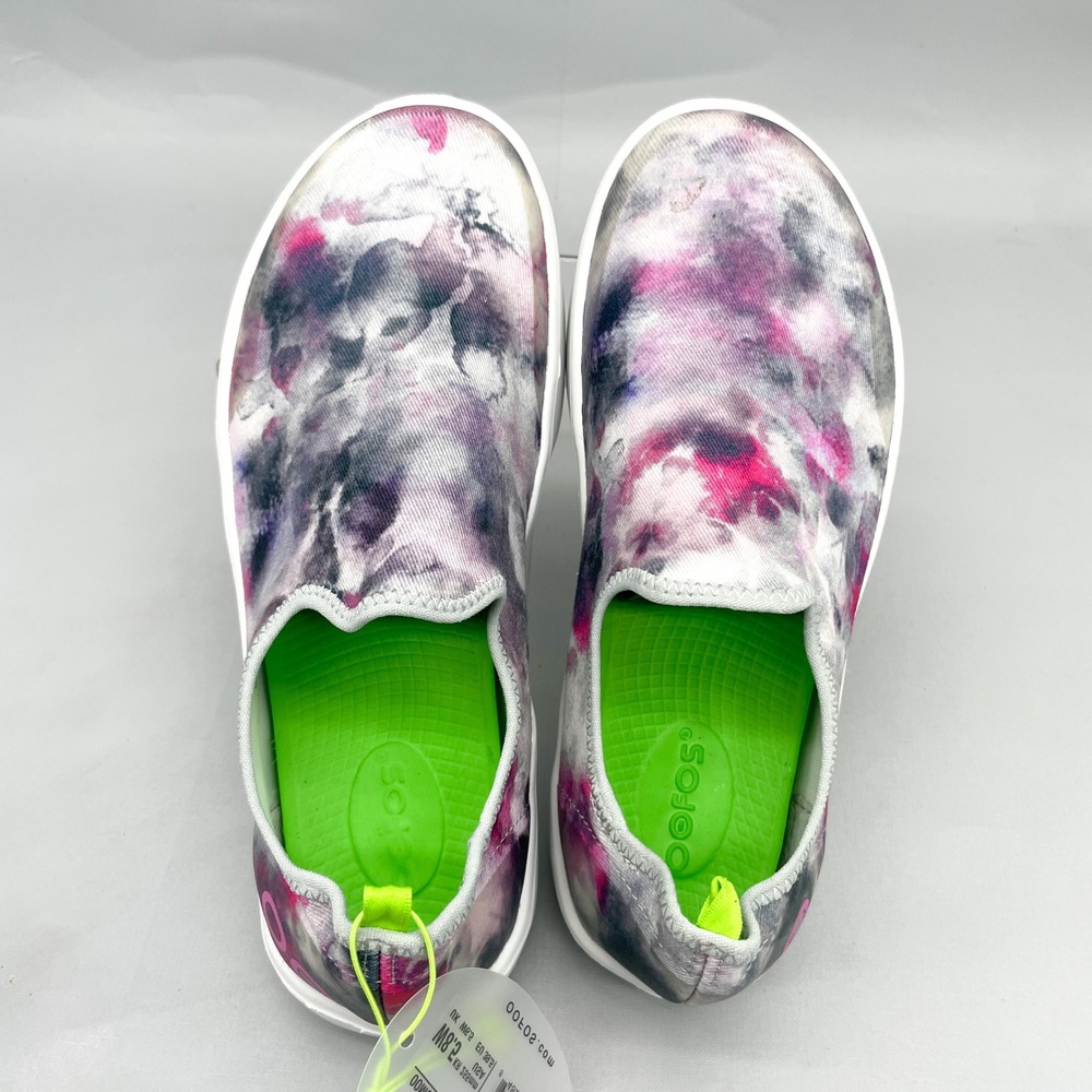 OOFOS Womens 8.5 OOmg Eezee Tie Dye Pink Recovery Shoes Slip On Sneakers Comfort - Picture 7 of 12